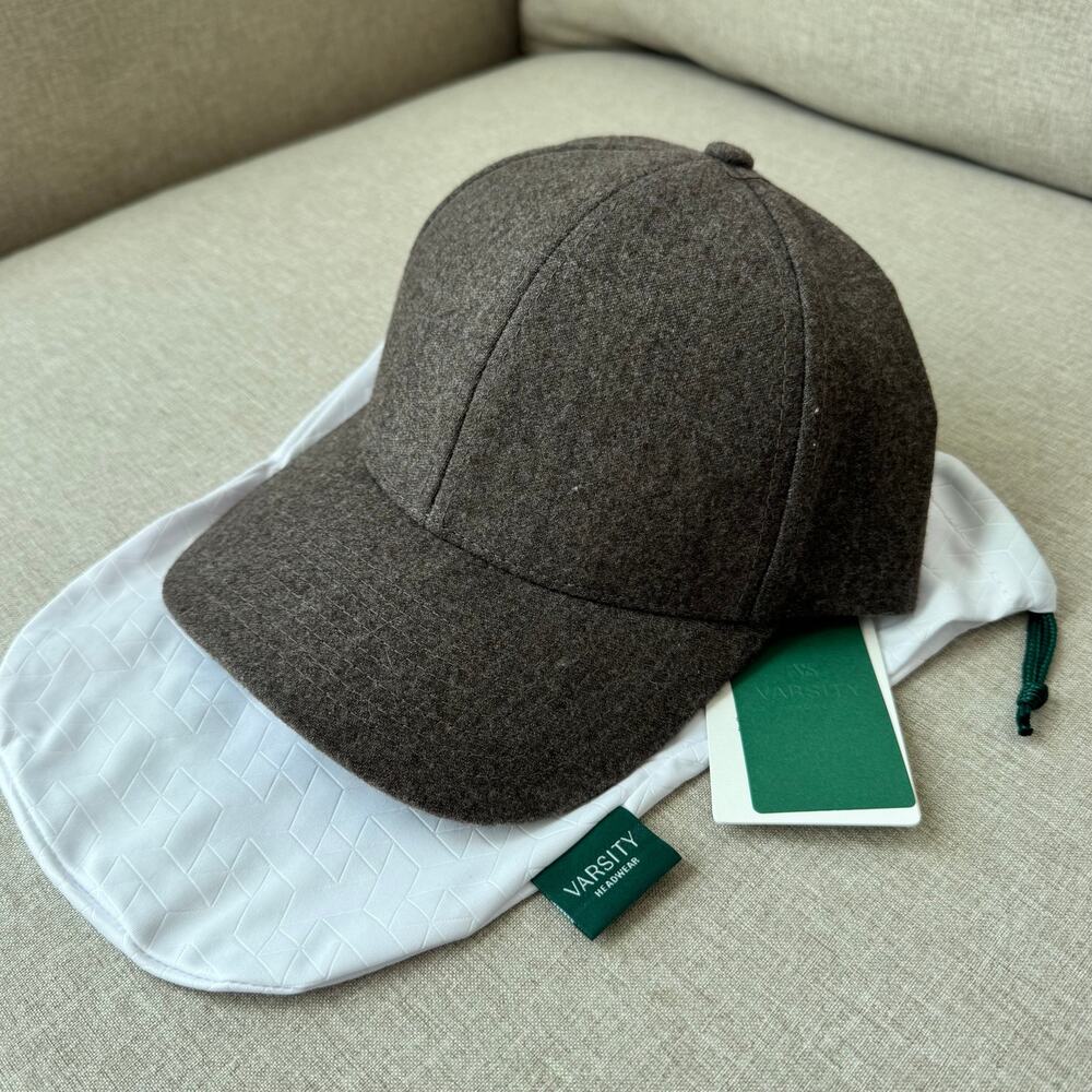 Varsity Headwear Virgin Wool Taupe Brown Baseball Cap Large NEW 6 Panel Hat